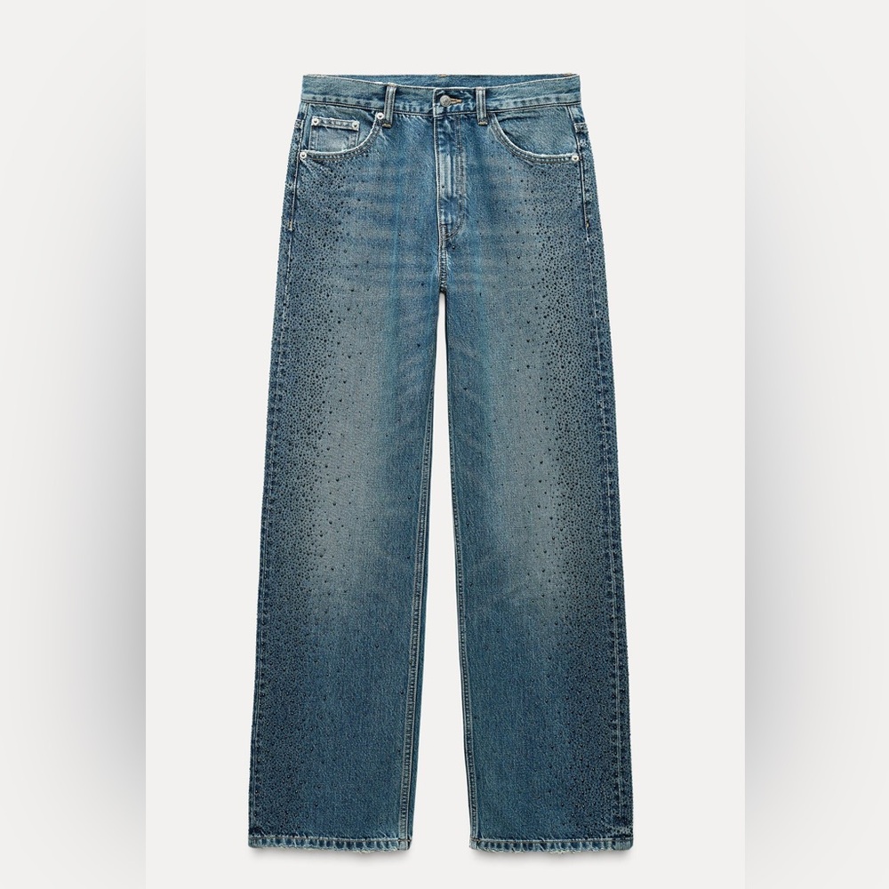Relaxed Mid-Rise Sparkle Jeans